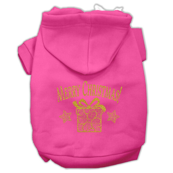 Golden Christmas Present Pet Hoodies Bright Pink Size Xl (16)