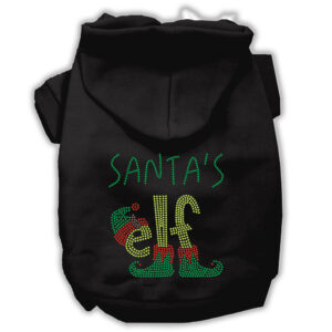 Santa's Elf Rhinestone Dog Hoodie Black Xxl (18)