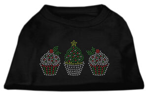 Christmas Cupcakes Rhinestone Shirt Black Xs