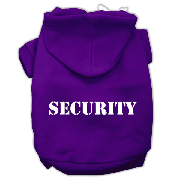 Security Screen Print Pet Hoodies Purple Size W/ Cream Size Text Sm (10)