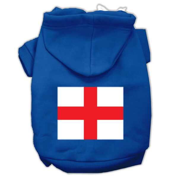 St George's Cross (english Flag) Screen Print Pet Hoodies Blue Size Xs (8)