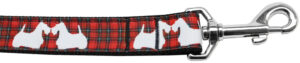 Red Plaid Scottie Pups Nylon Dog Leash 4ft