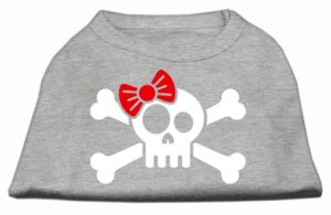 Skull Crossbone Bow Screen Print Shirt Grey Xxxl