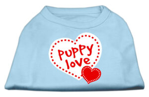 Puppy Love Screen Print Shirt Baby Blue Xs