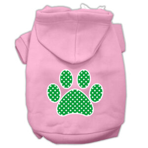 Green Swiss Dot Paw Screen Print Pet Hoodies Light Pink Size Xl (16)