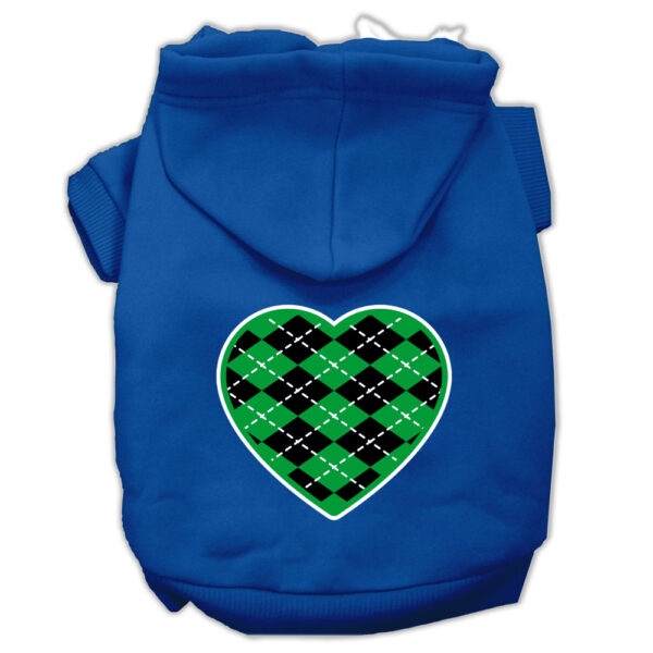 Argyle Heart Green Screen Print Pet Hoodies Blue Size Xl (16)