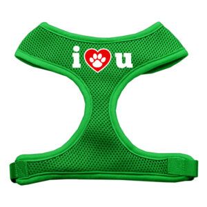 I Love U Soft Mesh Pet Harness Emerald Green Medium