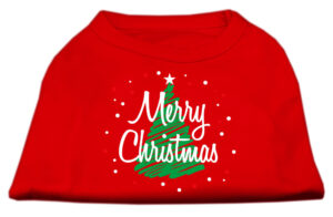 Scribbled Merry Christmas Screenprint Shirts  Red L