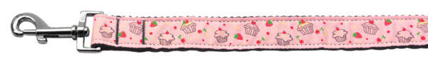 Cupcakes Nylon Ribbon Leash Light Pink 1 Inch Wide 6ft Long