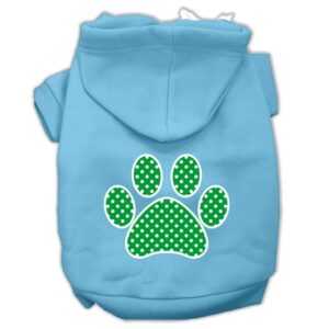 Green Swiss Dot Paw Screen Print Pet Hoodies Baby Blue Size Xl (16)