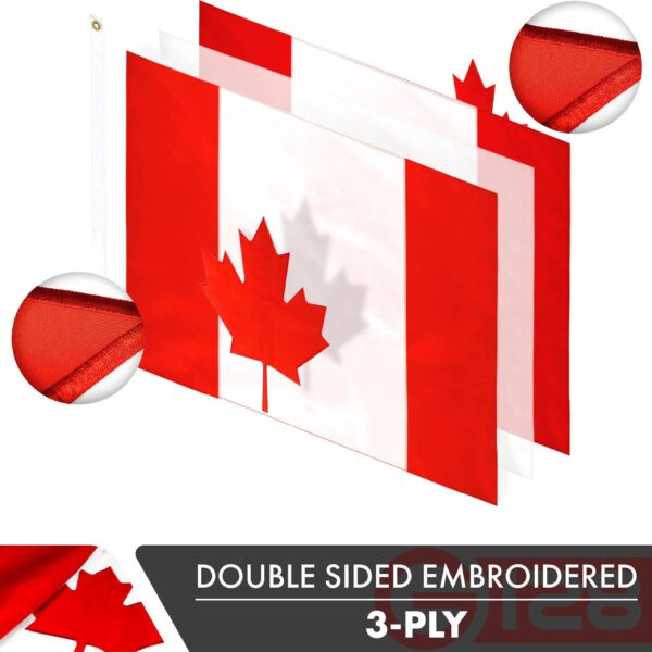 Canada Canadian Flag 3x5 Ft 3-Pack Double-sided Embroidered Polyester By G128 - Image 2