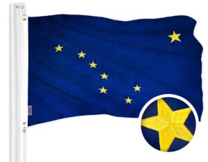 Alaska State Flag | 2.5x4 Ft | ToughWeave Series Embroidered 300D Polyester | Embroidered Design Indoor Outdoor Brass Grommets