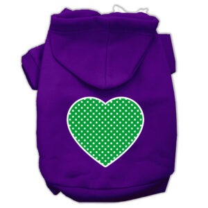 Green Swiss Dot Heart Screen Print Pet Hoodies Purple Size Xxxl (20)