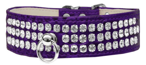Style #73 Rhinestone Designer Croc Dog Collar Purple Size 14