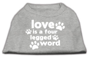 Love Is A Four Leg Word Screen Print Shirt Grey Med (12)