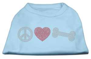Peace Love And Bone Rhinestone Shirt Baby Blue Xxl