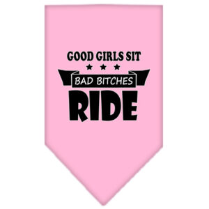 Bitches Ride Screen Print Bandana Light Pink Large