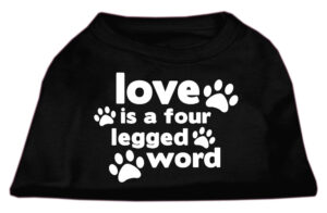 Love Is A Four Leg Word Screen Print Shirt Black Med (12)