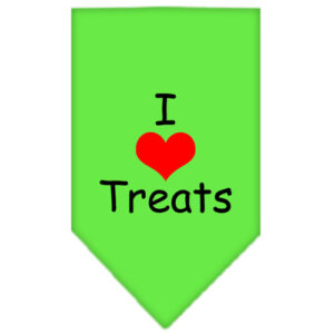 I Heart Treats  Screen Print Bandana Lime Green Large