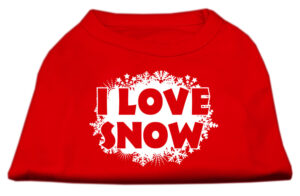 I Love Snow Screenprint Shirts Red Xl