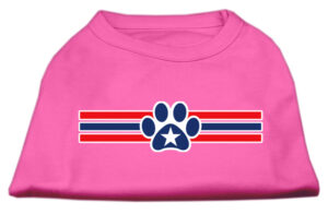 Patriotic Star Paw Screen Print Shirts Bright Pink Xs