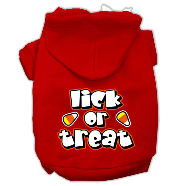 Lick Or Treat Screen Print Pet Hoodies Red Size Xs (8)