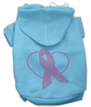 Pink Ribbon Rhinestone Hoodies Baby Blue Xl (16)