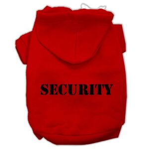 Security Screen Print Pet Hoodies Red Size W/ Black Size Text Sm (10)