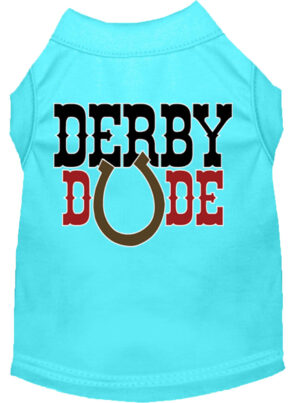 Derby Dude Screen Print Dog Shirt Aqua Xxxl