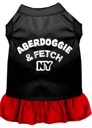 Aberdoggie Ny Screen Print Dog Dress Black With Red Sm (10)