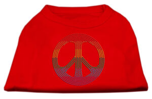 Rhinestone Rainbow Peace Sign Shirts Red M