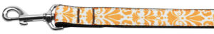 Damask Orange Nylon Dog Leash 3/8 Inch Wide 6ft Long