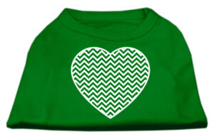 Chevron Heart Screen Print Dog Shirt Green Xl (16)
