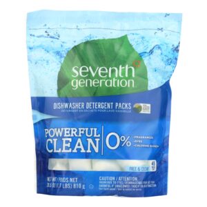Seventh Generation Auto Dish Packs - Free And Clear - Case Of 8 - 45 Count