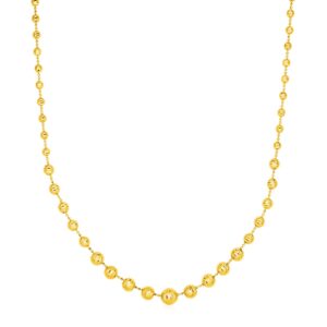 14k Yellow Gold Graduated Beaded Necklace