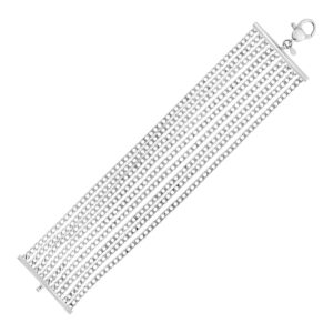 Sterling Silver 7 1/2 inch Nine Strand Polished Link Bracelet