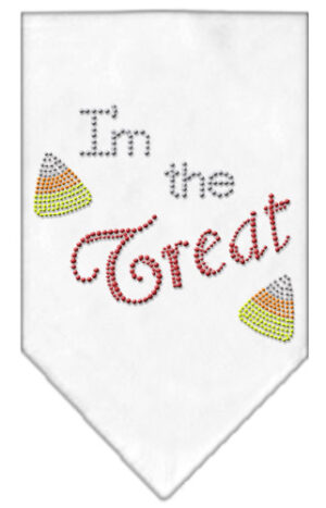 I'm The Treat Rhinestone Bandana White Small