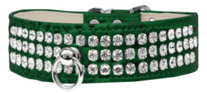 Style #73 Rhinestone Designer Croc Dog Collar Emerald Green Size 14