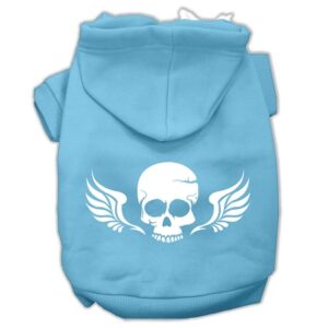 Skull Wings Screen Print Pet Hoodies Baby Blue Size Xl (16)