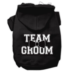 Team Groom Screen Print Pet Hoodies Black Size Med (12)
