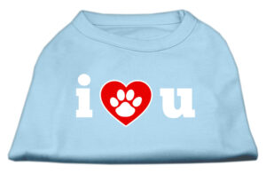 I Love U Screen Print Shirt Baby Blue Xs