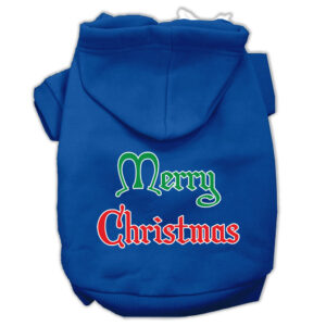Merry Christmas Screen Print Pet Hoodies Blue Size Xl (16)