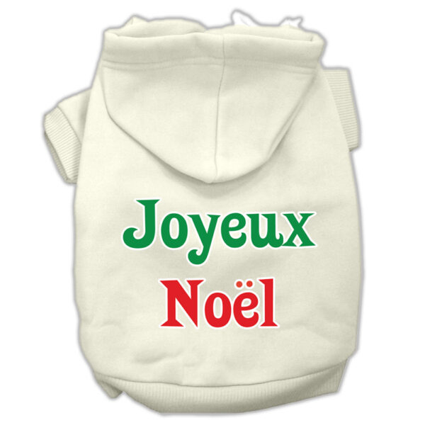 Joyeux Noel Screen Print Pet Hoodies Cream Size Xs (8)