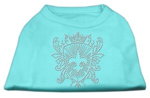 Rhinestone Fleur De Lis Shield Shirts Aqua L