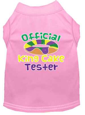 King Cake Taster Screen Print Mardi Gras Dog Shirt Light Pink Xl