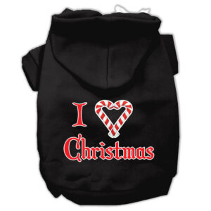 I Heart Christmas Screen Print Pet Hoodies Black Size Xl (16)