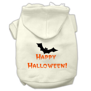Happy Halloween Screen Print Pet Hoodies Cream Size Xxl (18)