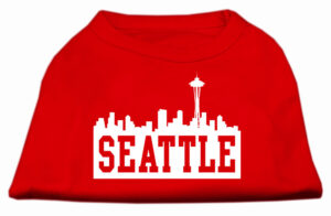 Seattle Skyline Screen Print Shirt Red Xxl