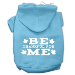 Be Thankful For Me Screen Print Pet Hoodies Baby Blue Size M (12)