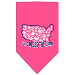 God Bless Usa Screen Print Bandana Bright Pink Small